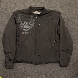 Harley-Davidson Mens 3XL Rival Embroidered Skull Nylon Lined Jacket Small Flaws